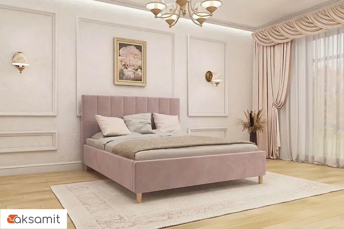 Кровать Венеция с ПМ 160х200 (Velutto/Розовый)