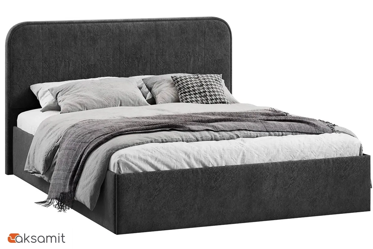Кровать Тиффани Тип 1 с ПМ и заглушиной 160х200 (Микровелюр/Wellmart Graphite) Кровать Тиффани Тип 1 с ПМ и заглушиной 160х200 (Микровелюр/Wellmart Graphite)