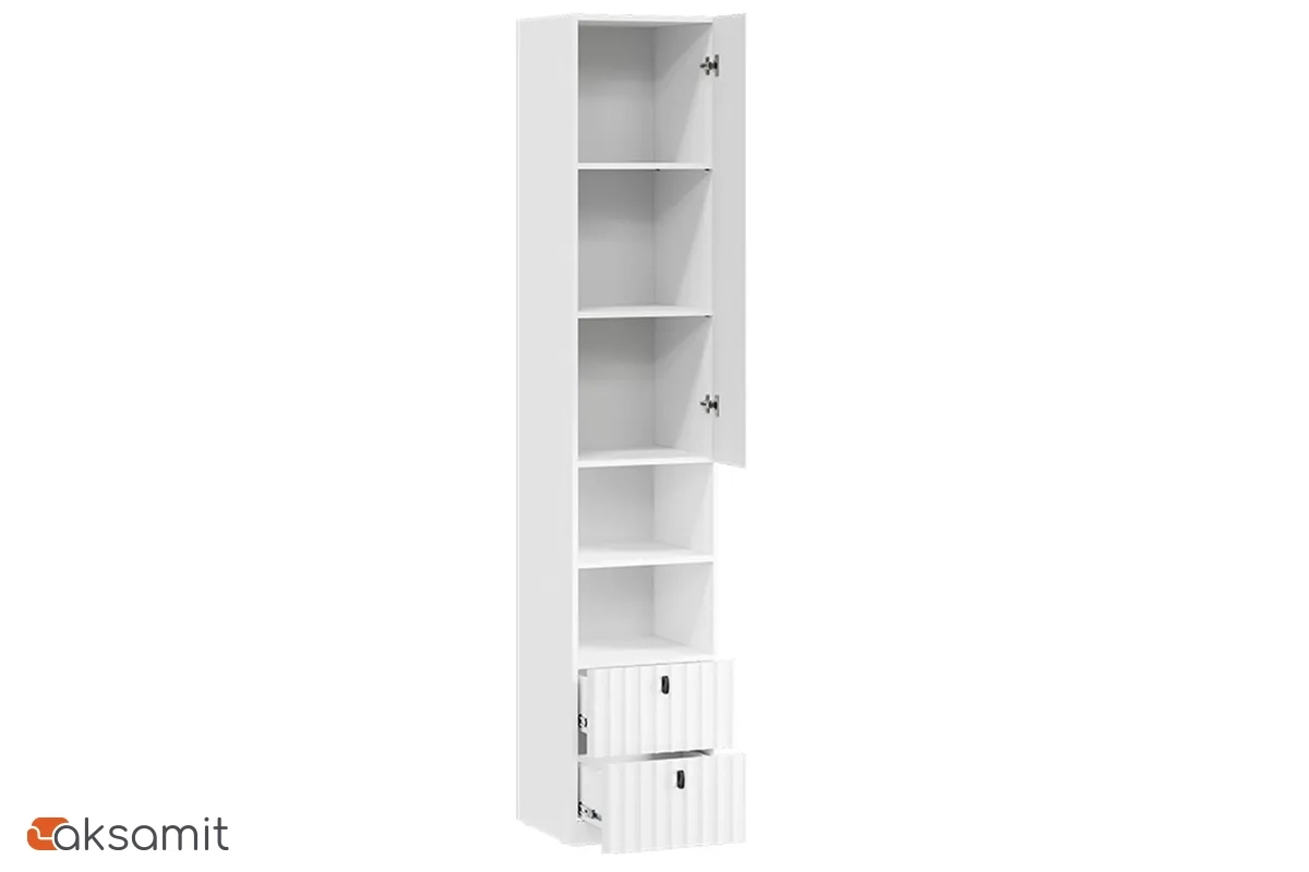 Шкаф комбинированный Тиффани Исп.2 с 1 дверью / 2 ящика (Белый снег / Белый софт)