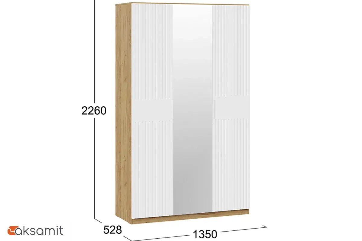 Шкаф комбинированный Хилтон (Дуб Крафт золотой/Белый матовый)