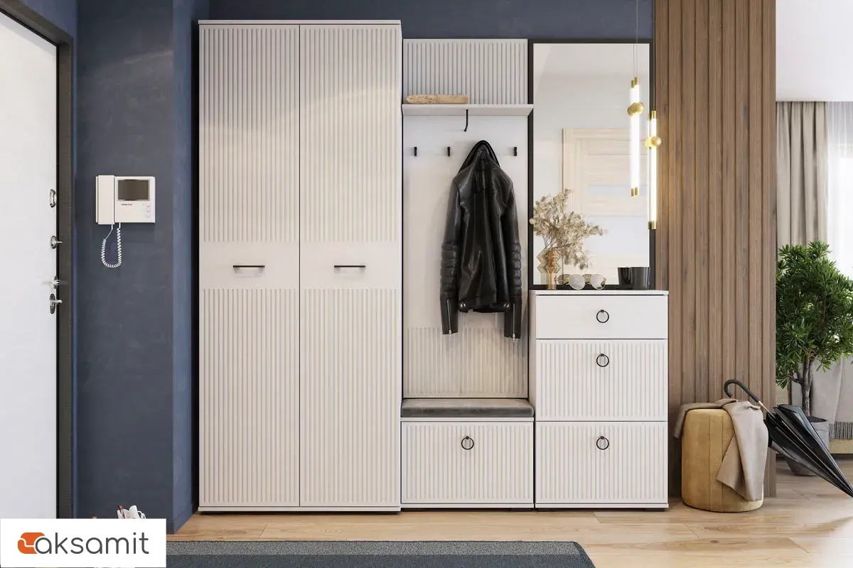 Шкаф Шарлиз (в прихожую) 2 дв. для платья и белья с выдвижной штангой (Белый)