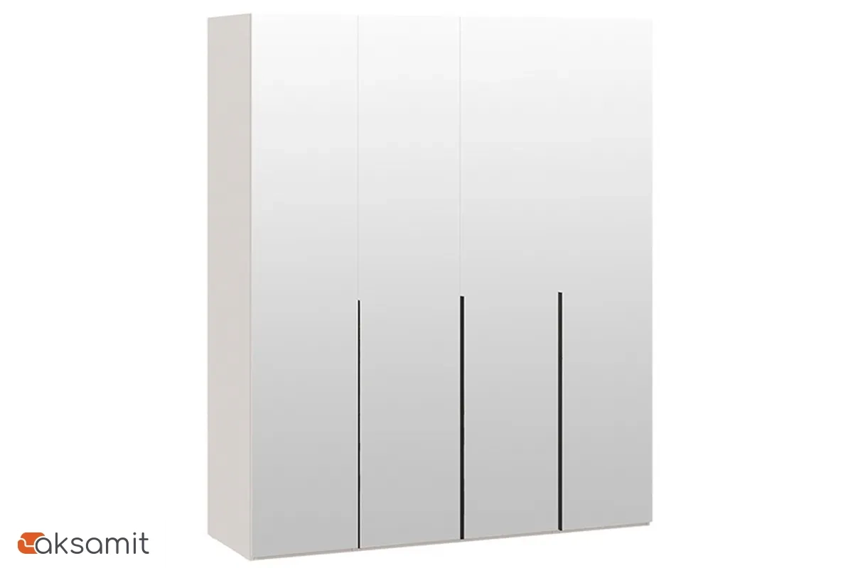 Шкаф для одежды Порто СМ-393.07.109 (580) с 4 зеркальными дверями (Кашемир матовый / Кашемир матовый)