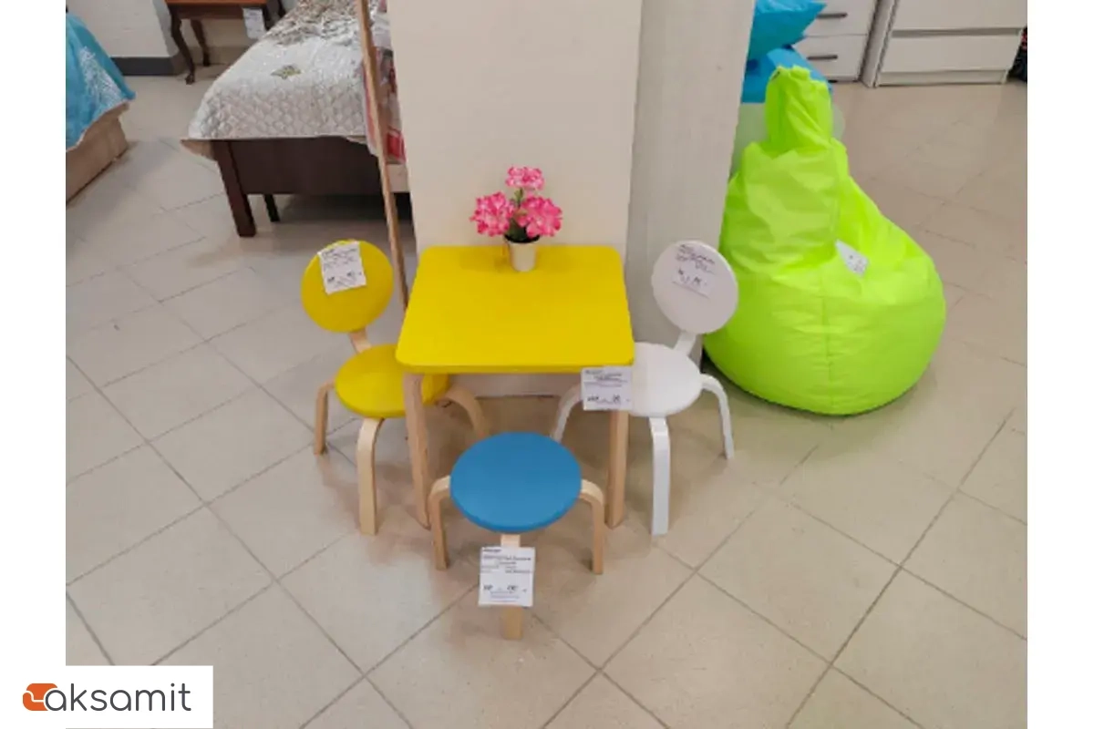 Стол детский Квадратный (Водный лак/Желтый) Стол детский Квадратный (Водный лак/Желтый)