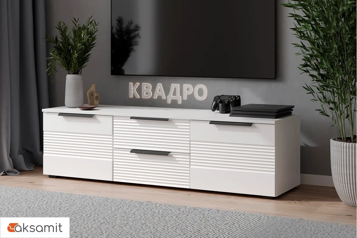 Тумба ТВ Квадро №11 (Белый / Тальк) Тумба ТВ Квадро №11 (Белый / Тальк)