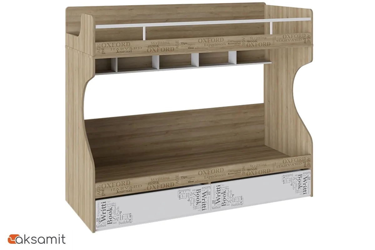 Кровать 2-х ярусная Оксфорд ТД-139.11.01 (Ривьера / Белый с рисунком)