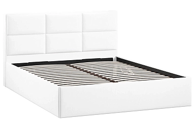 Кровать Стелла c ПМ Тип 1 без заглушины 160х200 (Экокожа/Polo white)