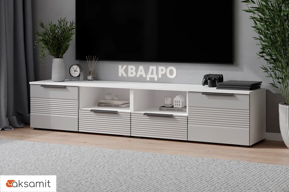 Тумба ТВ Квадро №16 (Белый / Мартини) Тумба ТВ Квадро №16 (Белый / Мартини)