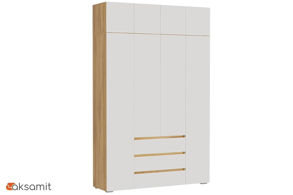Шкаф с антресолью 4-створчатый Веста (Дуб золотистый / Белый)