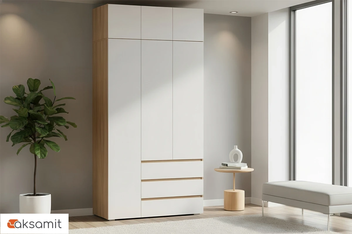 Шкаф с антресолью 3-створчатый Веста (Дуб золотистый / Белый)