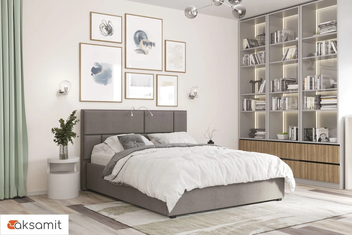 Кровать Невада-1 с ПМ 140х200 (Lovers-27 стоун) 2 кат.