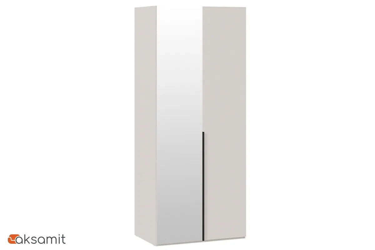Шкаф для одежды Порто СМ-393.07.005 (580) с 1 глухой и 1 зеркальной дверями (Кашемир матовый / Кашемир сатин)