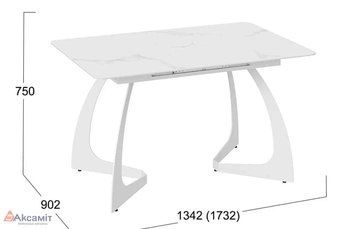 Стол обеденный раздвижной Конкорд Тип 2 (Белый муар/Стекло матовое белый мрамор)