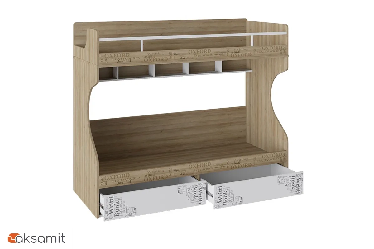 Кровать 2-х ярусная Оксфорд ТД-139.11.01 (Ривьера / Белый с рисунком)