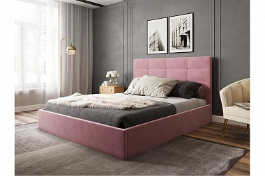 Кровать Соната 160х200 с ПМ (Велюр/Розовый)