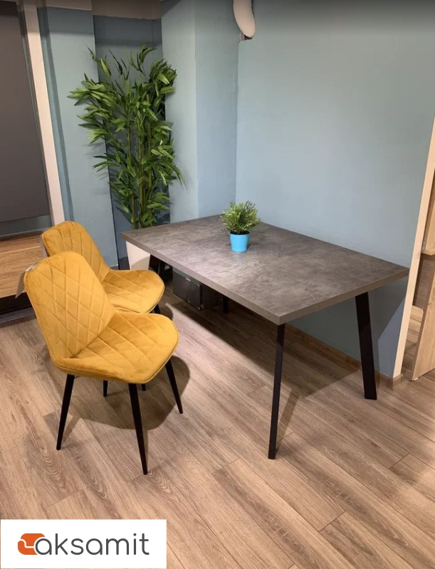 Стол обеденный Милан 120х80 (Камень темный/Черный муар)