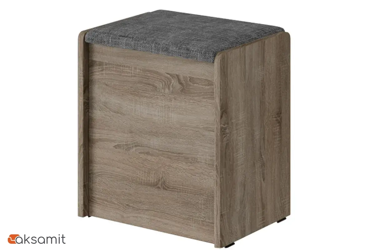 Пуф Чикаго Тип 1 (Дуб сонома трюфель / Ткань серая)