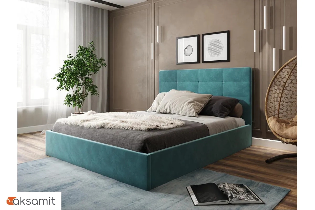 Кровать Соната 160х200 с ПМ (Велюр/Бирюзовый) Кровать Соната 160х200 с ПМ (Велюр/Бирюзовый)
