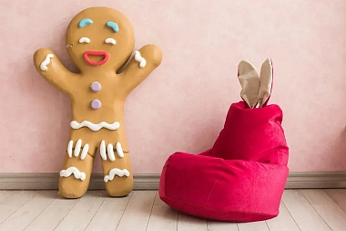 Кресло-мешок Зайчик (Микровельвет) Малиновый