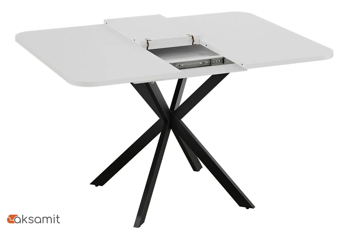 Стол обеденный Лиссабон раздвижной Тип 1 (Черный муар / Белый)