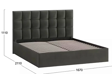 Кровать Эмбер с ПМ 160х200 без заглушины (Велюр/Confetti Stone)