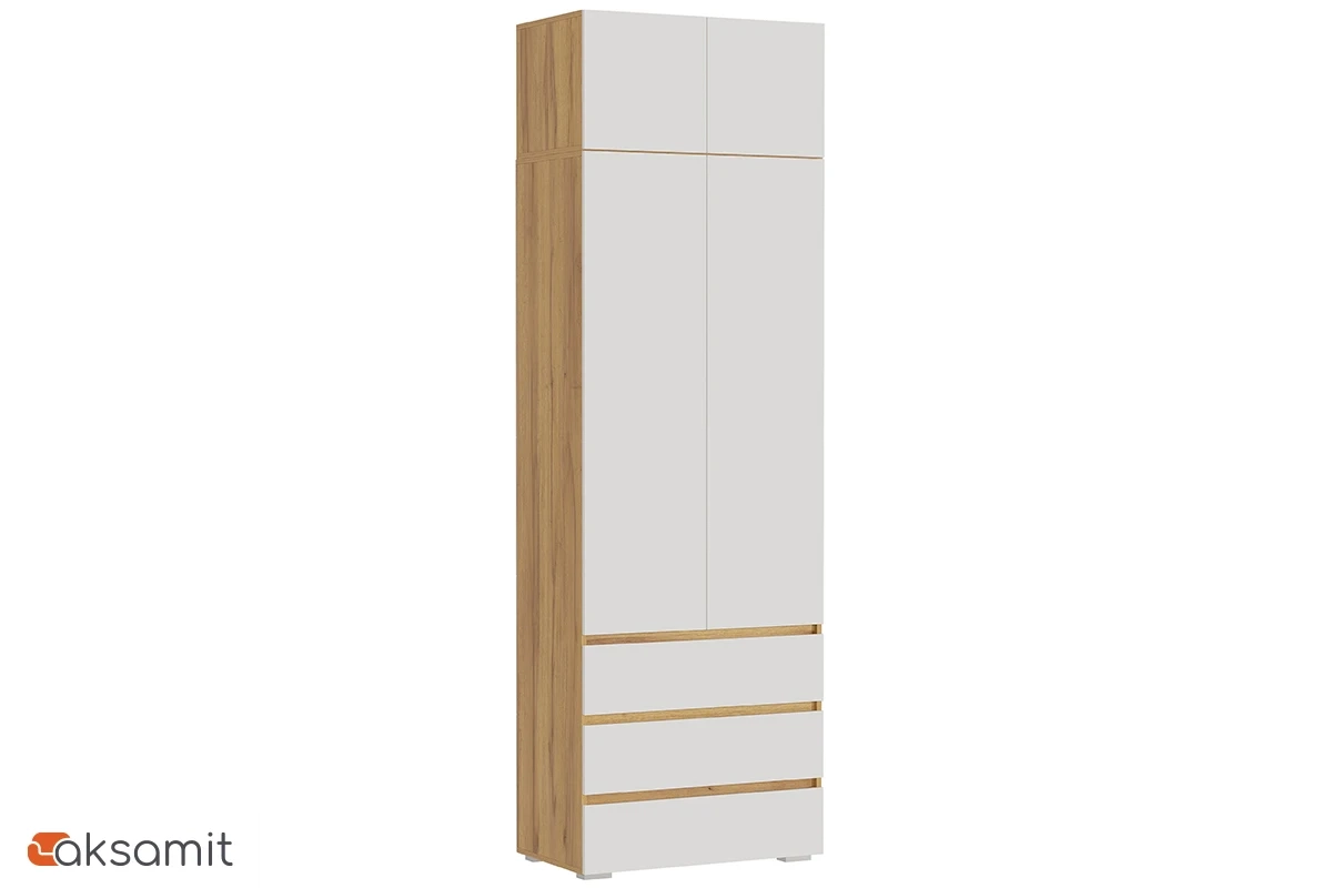 Шкаф с антресолью 2-створчатый Веста (Дуб золотистый / Белый)