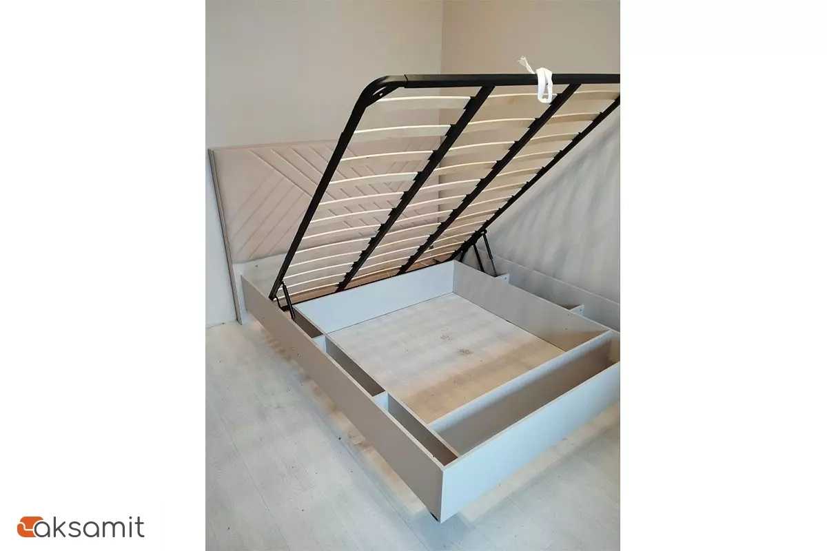 Кровать Кашемир с мягким изголовьем и ПМ 160х200 (Кашемир/Сантьяго)