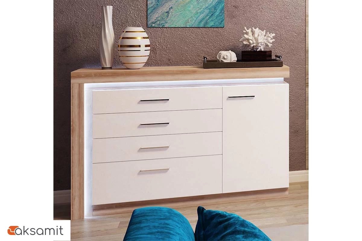 Комод Люмен 3 белый снег глянец