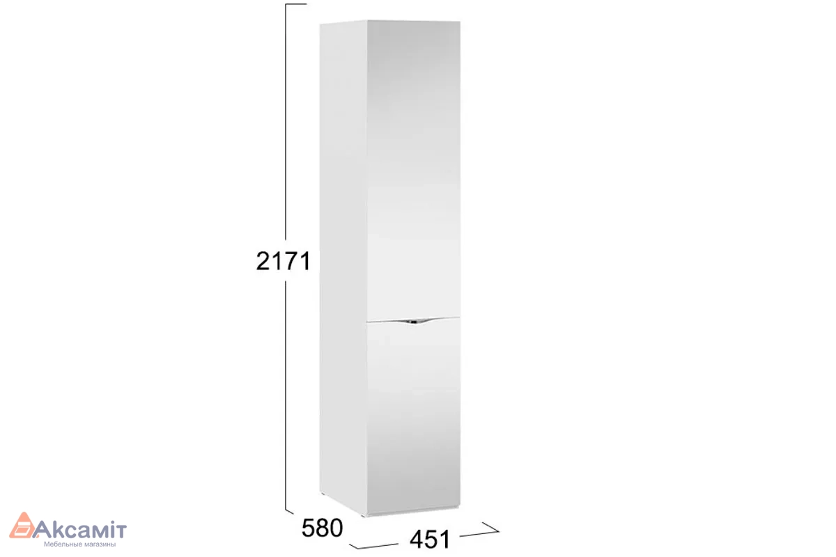 Шкаф для белья Глосс СМ-319.07.112 с зеркальной дверью (Белый глянец)