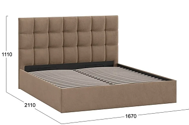 Кровать Эмбер с ПМ 160х200 Тип 1 (Микровелюр/Wellmart Latte)