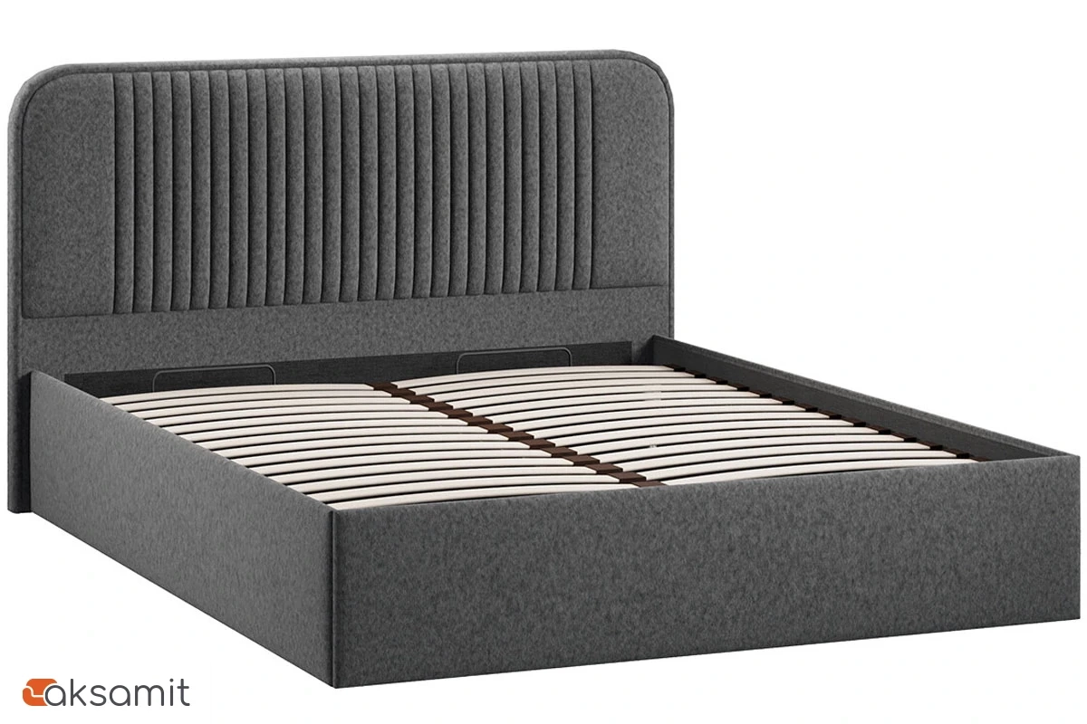 Кровать Тиффани c ПМ 160х200 Тип 1 (Микровелюр Jercy/Graphite) Кровать Тиффани c ПМ 160х200 Тип 1 (Микровелюр Jercy/Graphite)