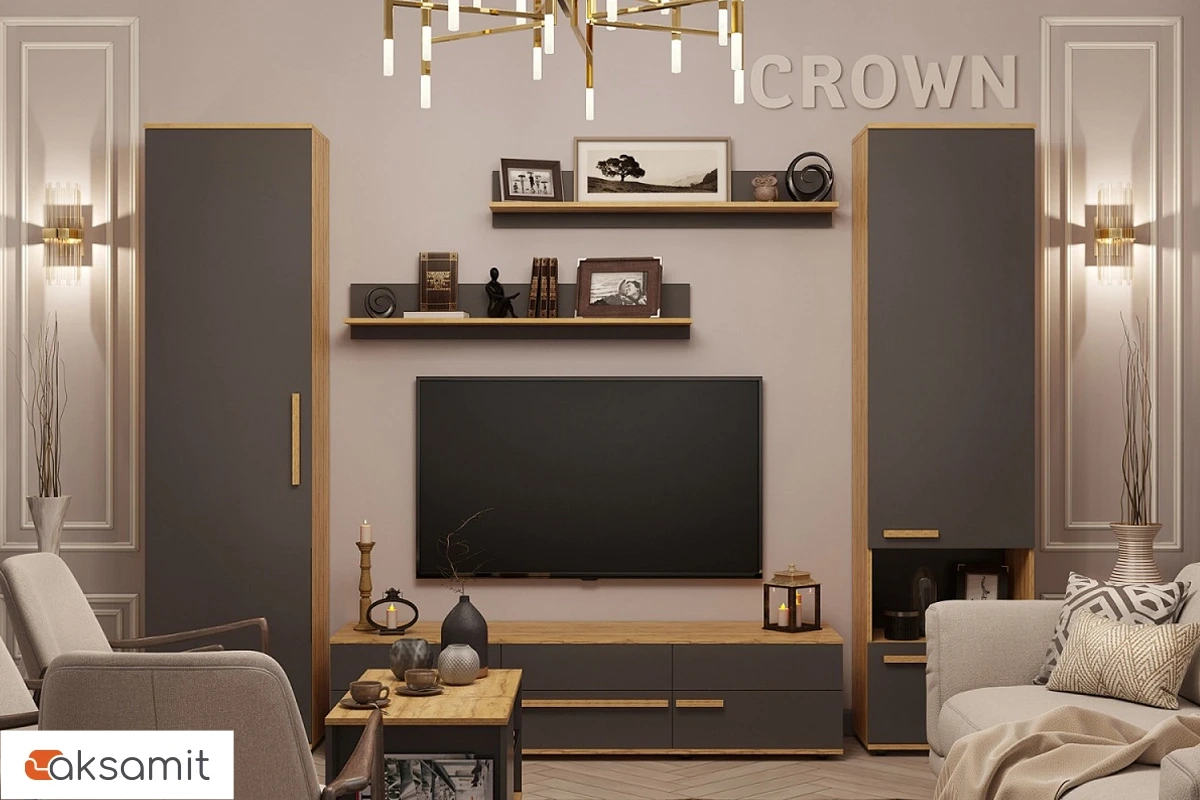 Гостиная Crown №2 (Дуб Золотистый/Графит) Гостиная Crown №2 (Дуб Золотистый/Графит)