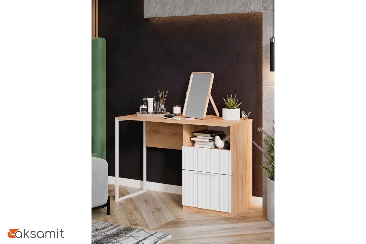 Стол письменный Хилтон Тип 1 (Дуб Крафт Золотой/Белый матовый)