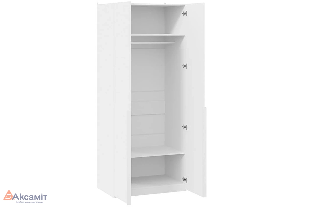 Шкаф для одежды Порто СМ-393.07.003 с 2 глухими дверями (580) (Белый жемчуг/Белый софт)