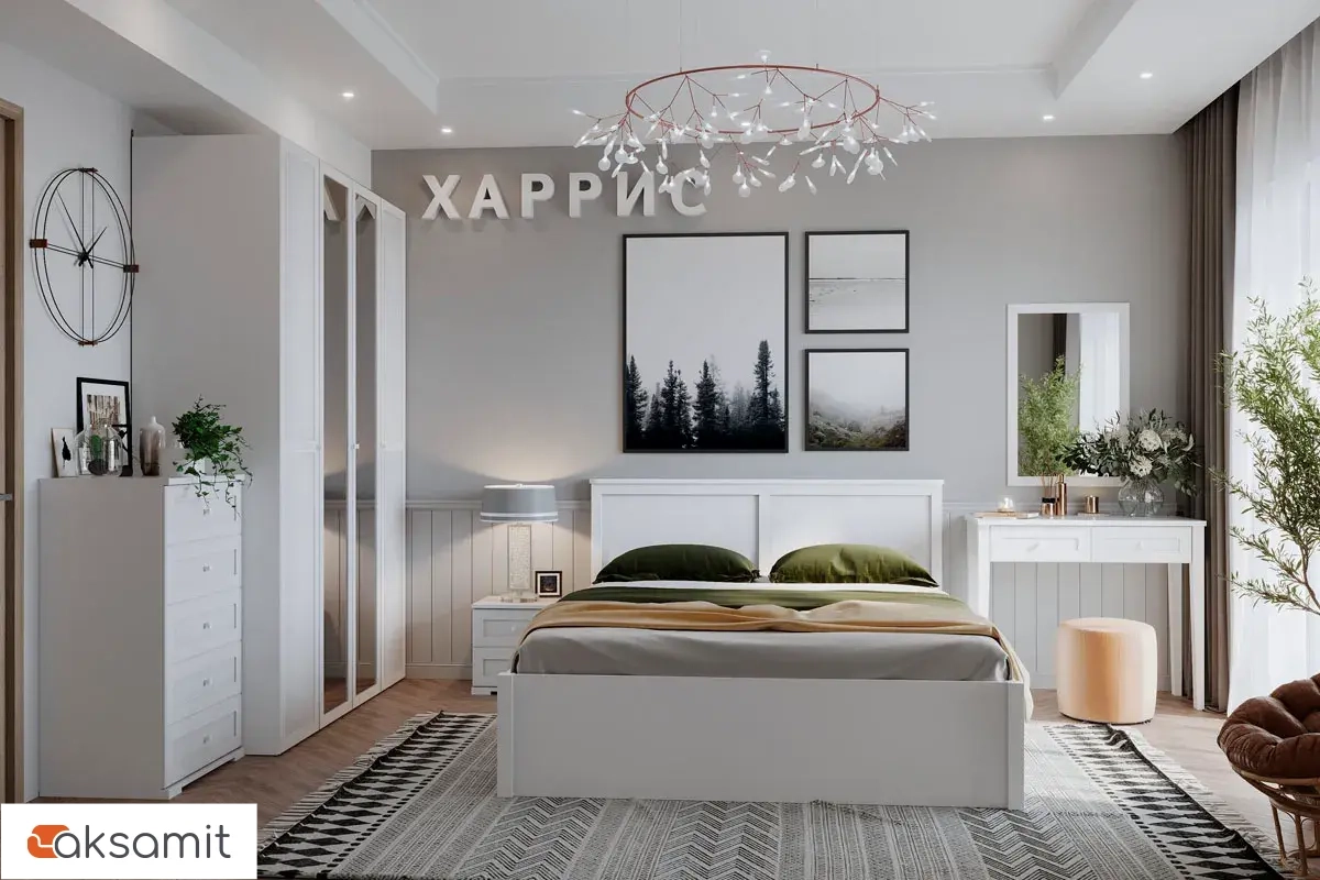 Кровать Харрис 42.2 с ПМ 160х200 (Белый)