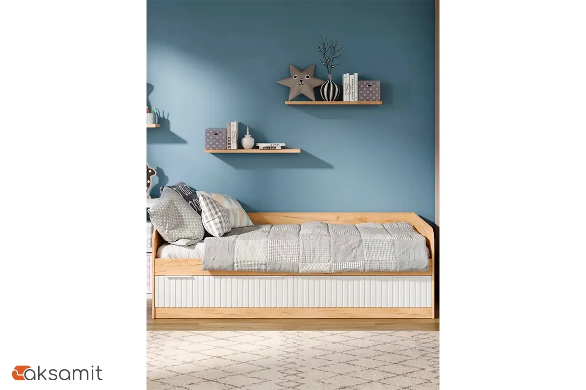 Кровать комбинированная Хилтон 90х200 Тип 1 (Дуб Крафт Золотой/Белый матовый)