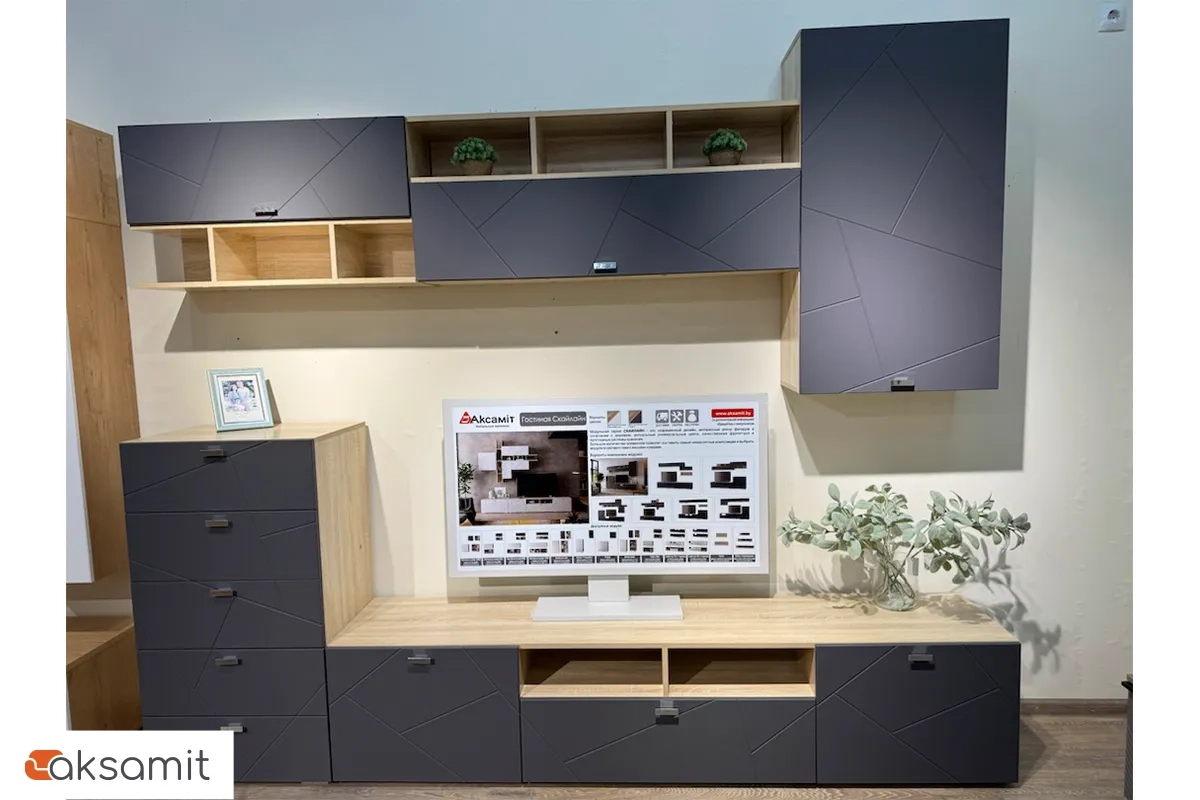 Модульная гостиная Скайлайн (Дуб Сонома Светлый/Графит)