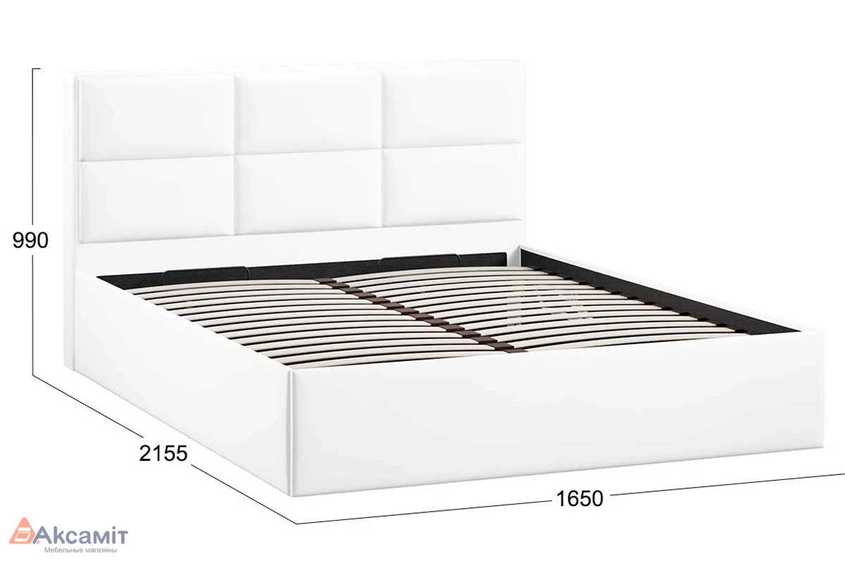 Кровать Стелла c ПМ Тип 1 без заглушины 160х200 (Экокожа/Polo white)