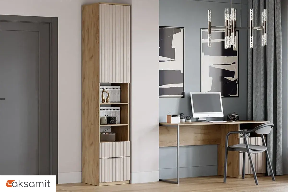 Шкаф комбинированный Хилтон с 1 дверью (2 ящика) Исп.2 (Дуб Крафт золотой / Мокко матовый)