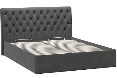 Кровать двойная Скарлет с ПМ Тип 1 и заглушиной 160х200 (Велюр/Графит)