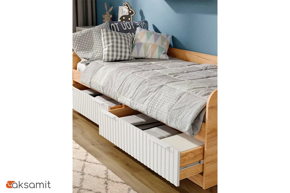 Кровать комбинированная Хилтон 90х200 Тип 1 (Дуб Крафт Золотой/Белый матовый)