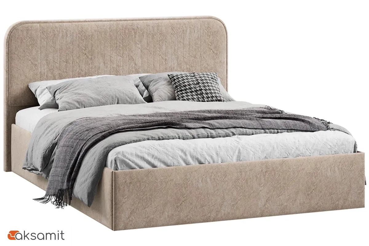 Кровать Тиффани Тип 1 с ПМ и заглушиной 160х200 (Микровелюр/Wellmart Dark Beige) Кровать Тиффани Тип 1 с ПМ и заглушиной 160х200 (Микровелюр/Wellmart Dark Beige)