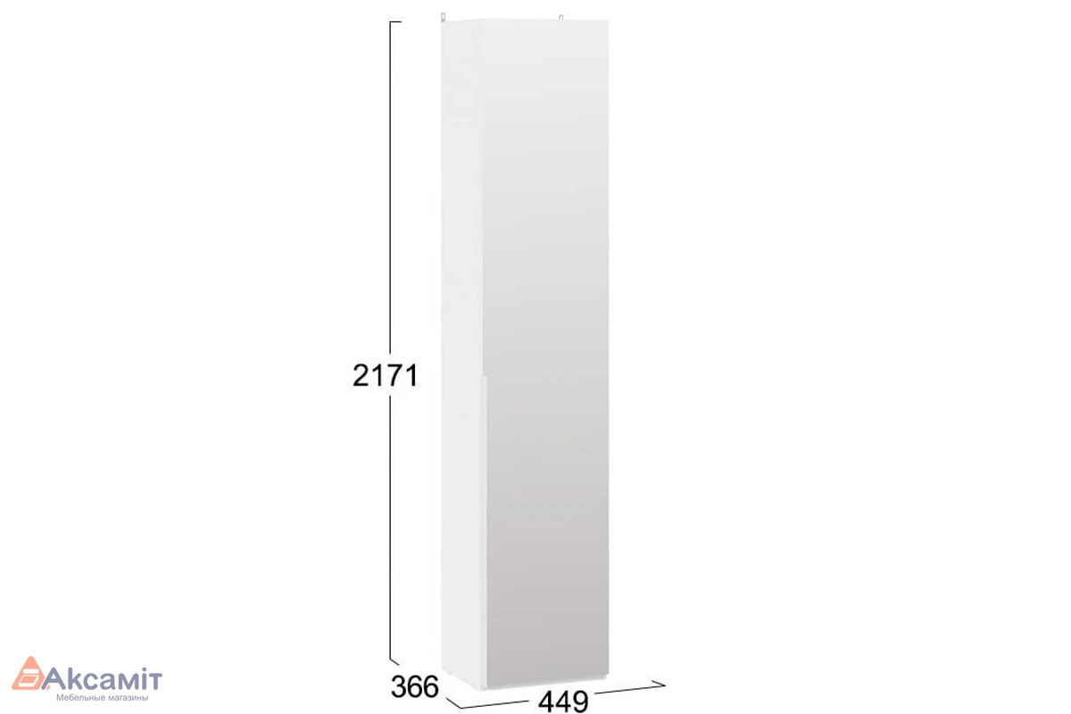 Шкаф для белья Порто СМ-393.07.212 с 1 зеркальной дверью (366) (Белый жемчуг/Белый жемчуг)
