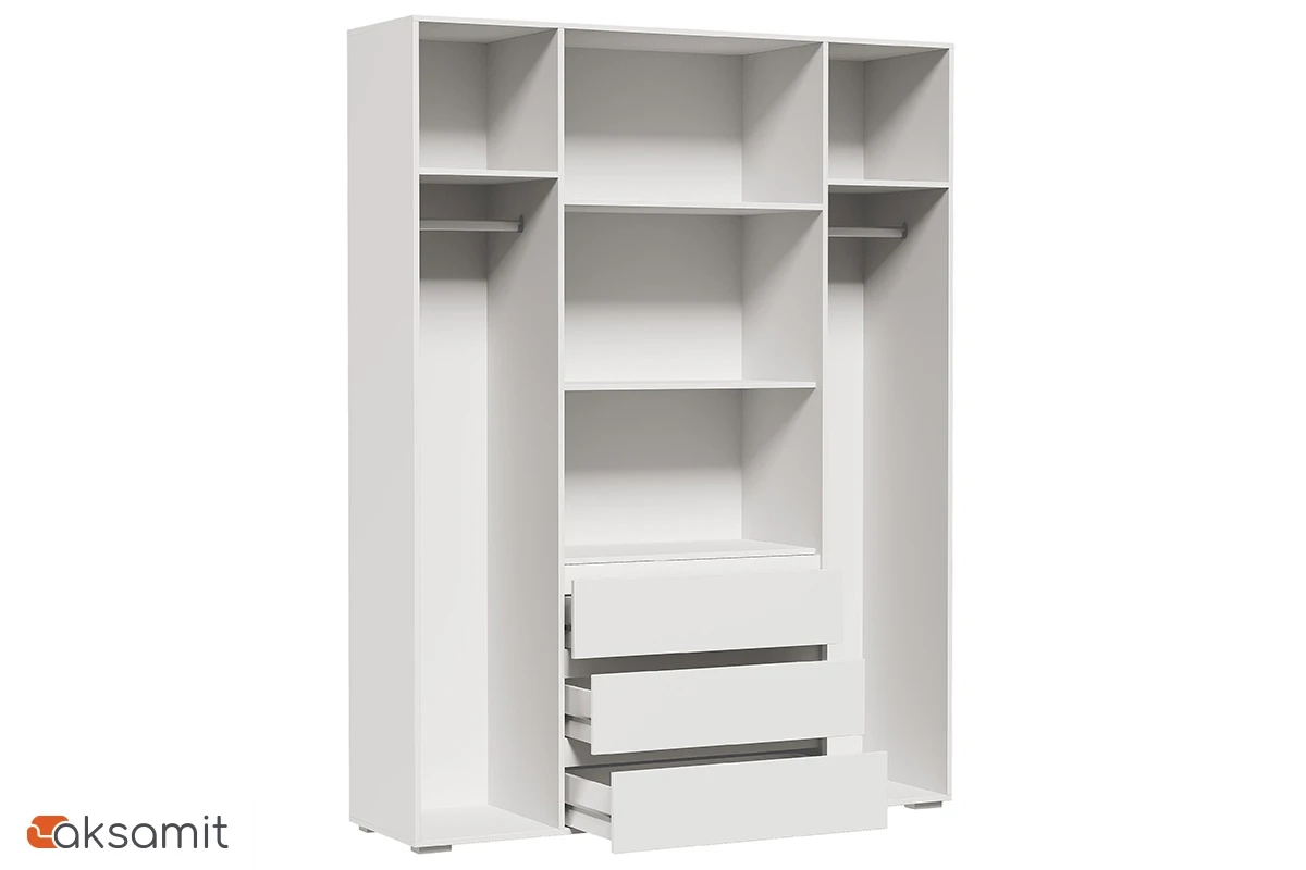 Шкаф 4-створчатый с ящиками Веста (Белый)