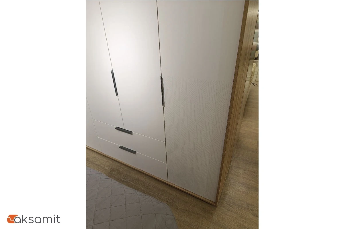 Шкаф четырехдверный Николь Мод.8 (Белый/Дуб Альпийский)