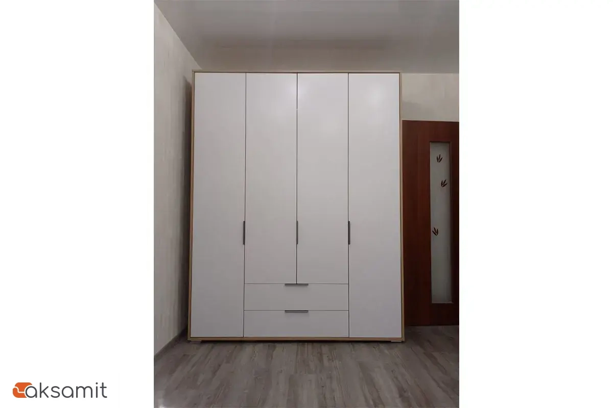 Шкаф четырехдверный Николь Мод.8 (Белый/Дуб Альпийский)