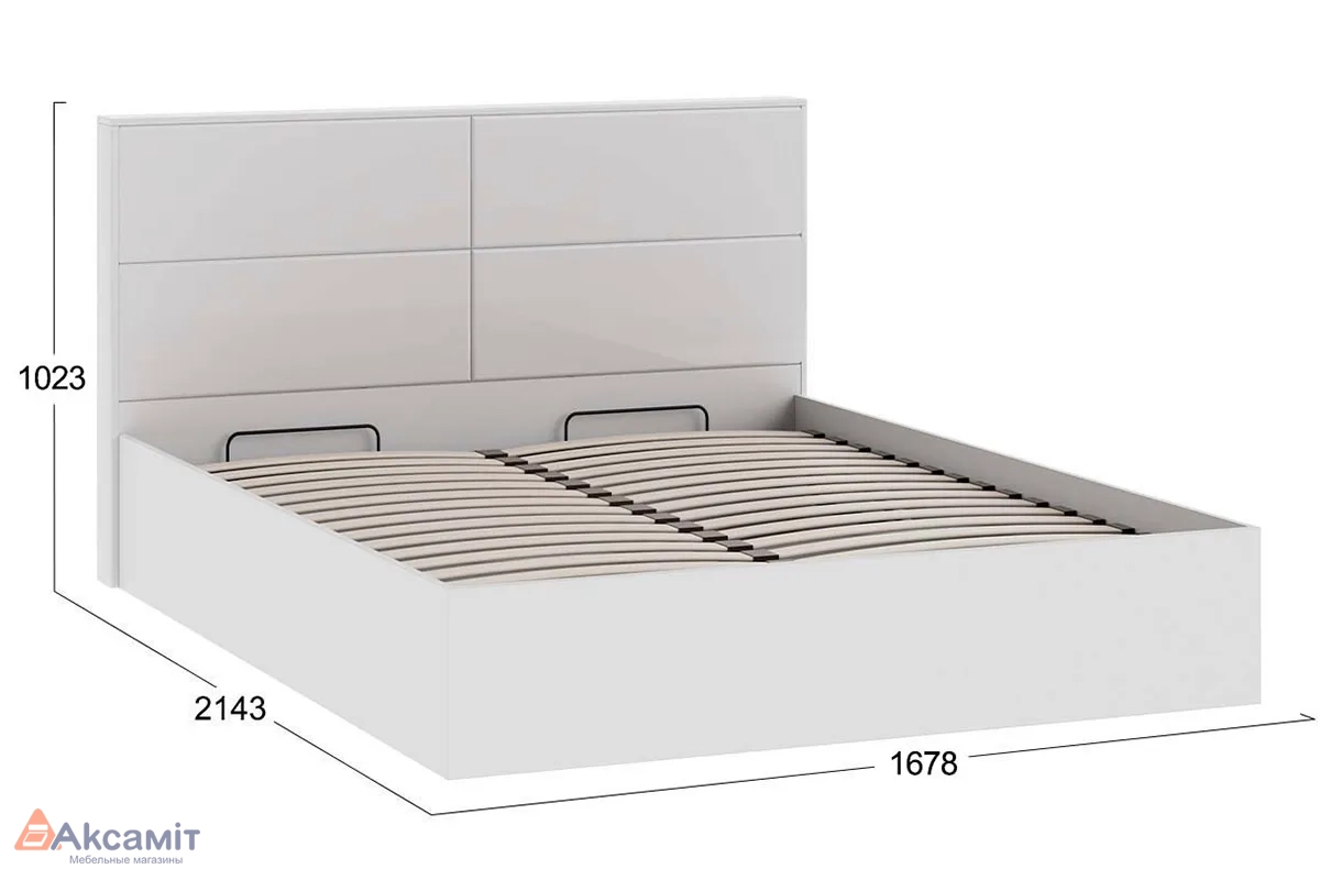 Кровать Тесса с подъемным механизмом Тип 2 без заглушины 160х200 (Белый жемчуг/Белый глянец)