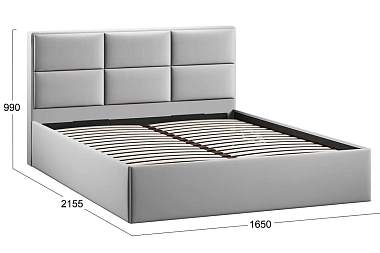 Кровать Стелла c ПМ Тип 1 без заглушины 160х200 (Велюр/Confetti Silver)