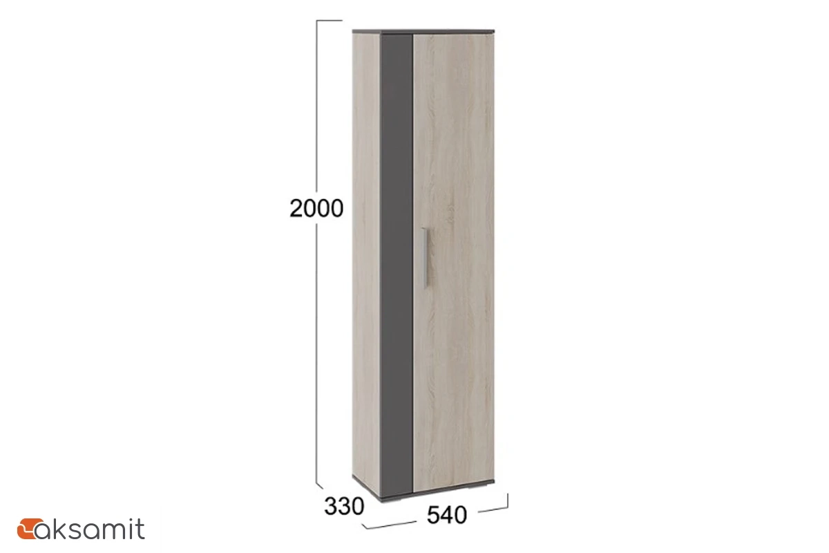 Шкаф для одежды Нуар Тип 1 (Фон серый/Дуб сонома)