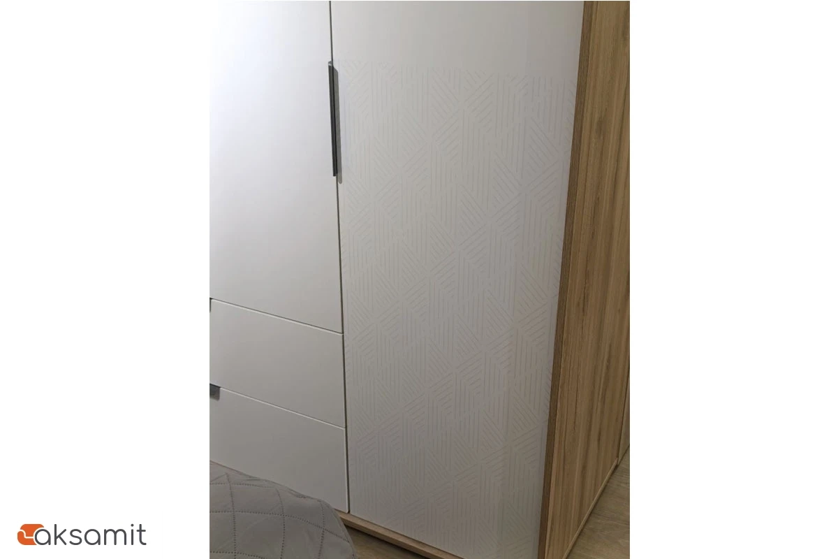 Шкаф четырехдверный Николь Мод.8 (Белый/Дуб Альпийский)