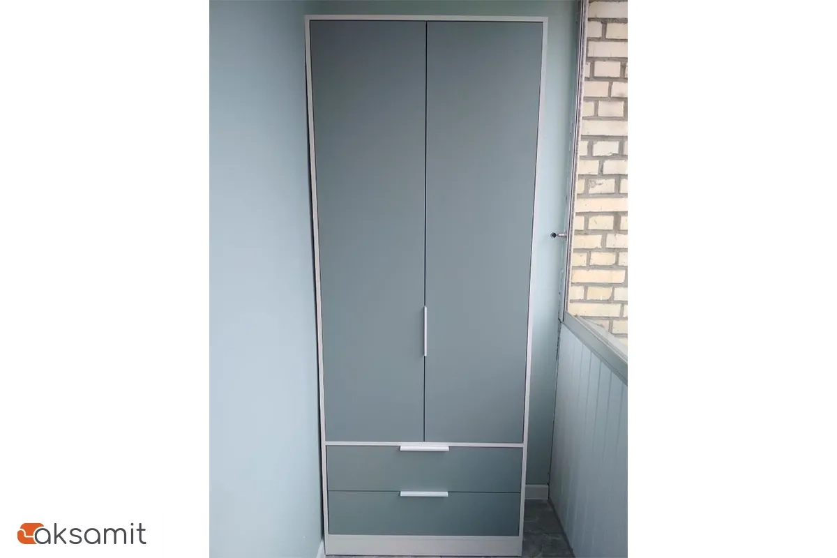 Шкаф для одежды Марли (Белый/Серо-голубой)